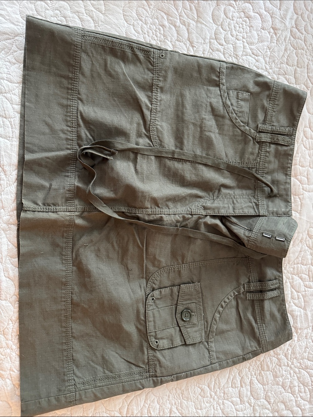 LOFT Olive Utility Mini Skirt with Button Details